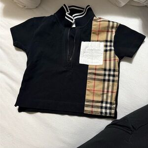 Burberry Black Kids Sweatshirt with Plaid Detail